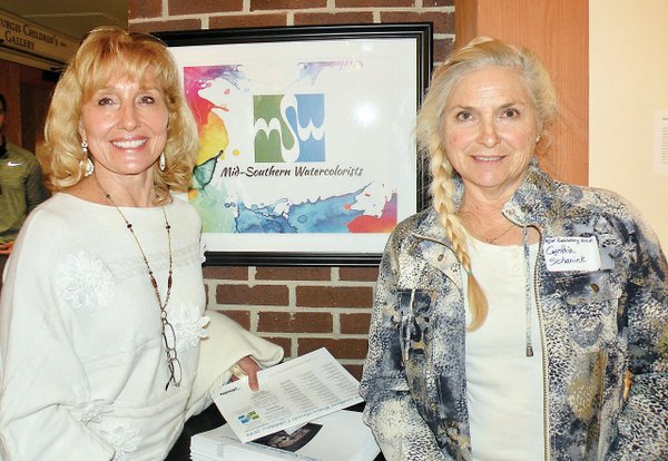 Charlotte Rierson and Cynthia Schanink at a Mid-Southern Watercolorists event